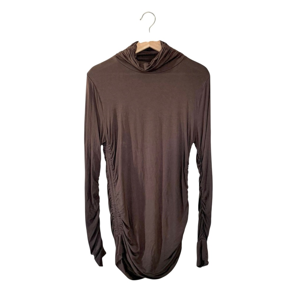 Soft Surroundings Brown Ruched Turtleneck Long‎ Sleeve Dress Size M